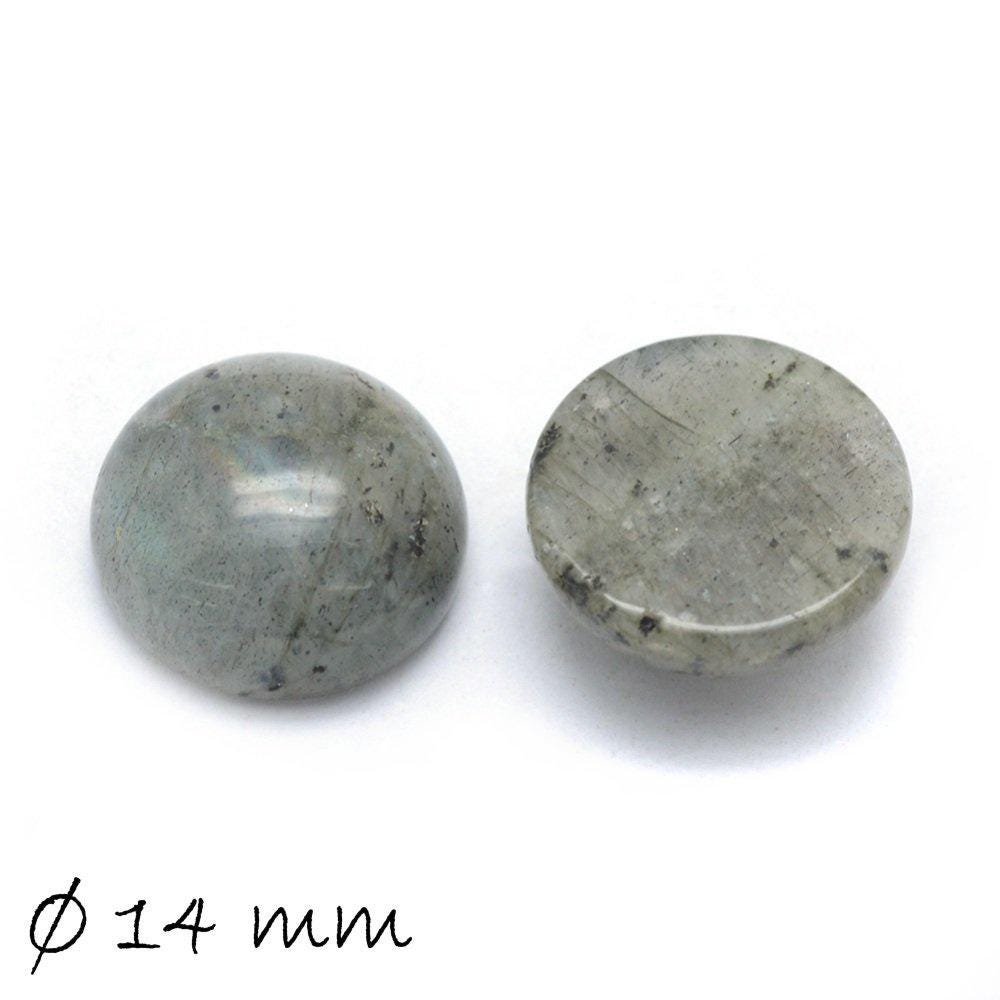 2 Stück Edelstein Cabochons, Labradorit, Ø 14 mm