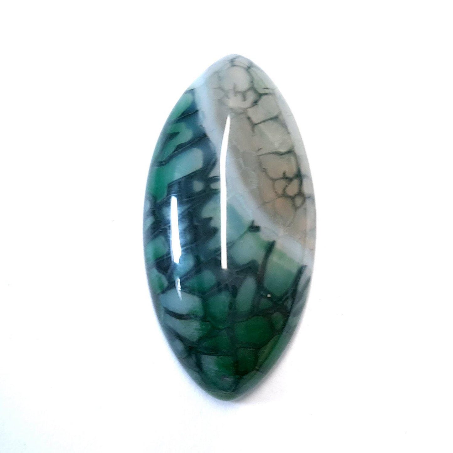 Edelstein Cabochons, grüner Achat, Drachenauge, Pferdeauge, 39 x 20 mm