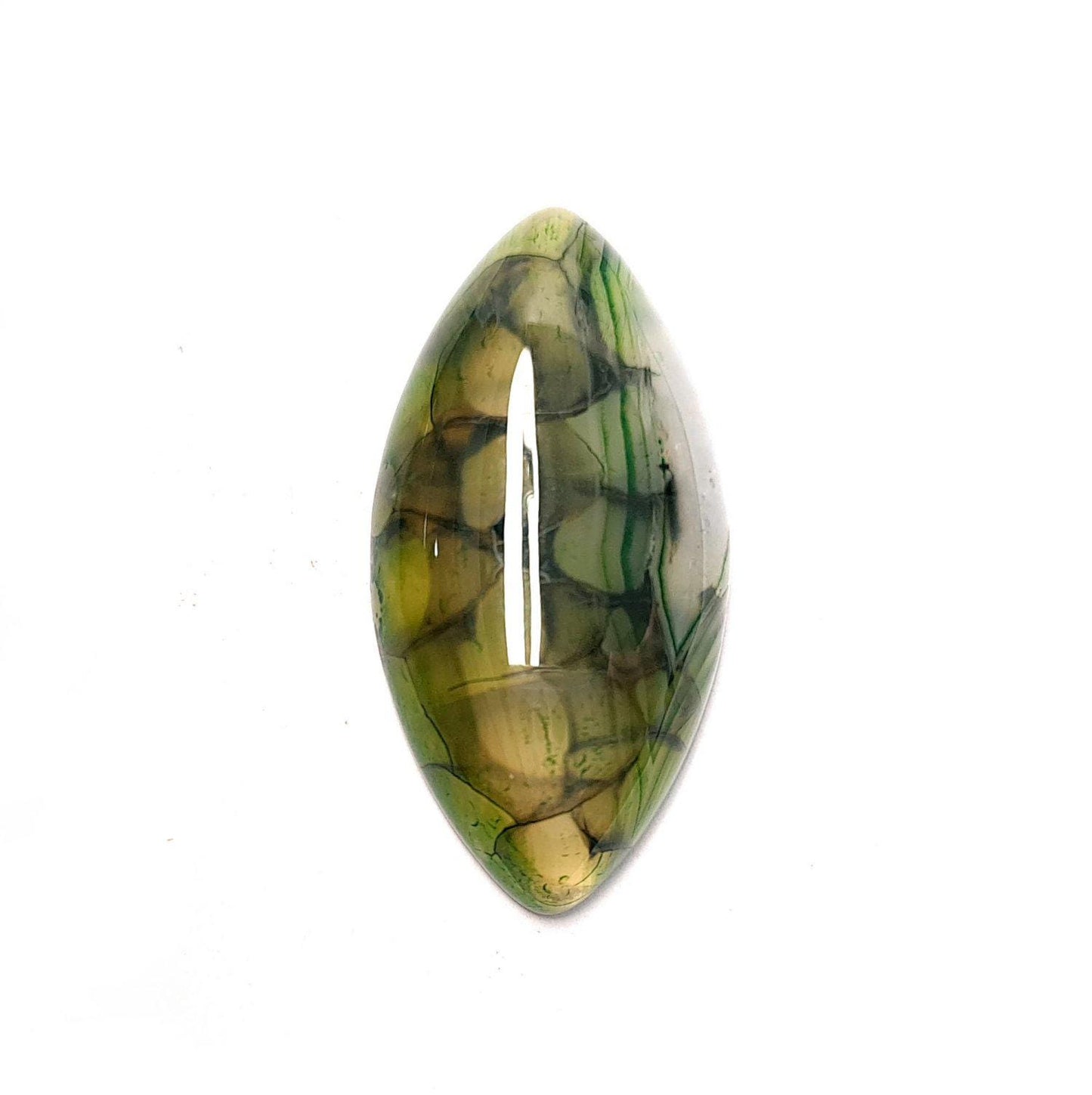 Edelstein Cabochons, grüner Achat, Drachenauge, Pferdeauge, 39 x 20 mm