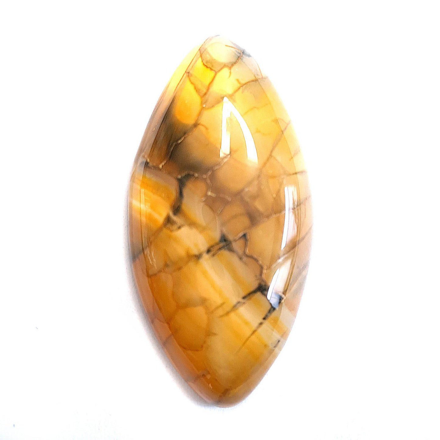 Edelstein Cabochons, gelber Achat, Drachenauge, Pferdeauge, 39 x 20 mm
