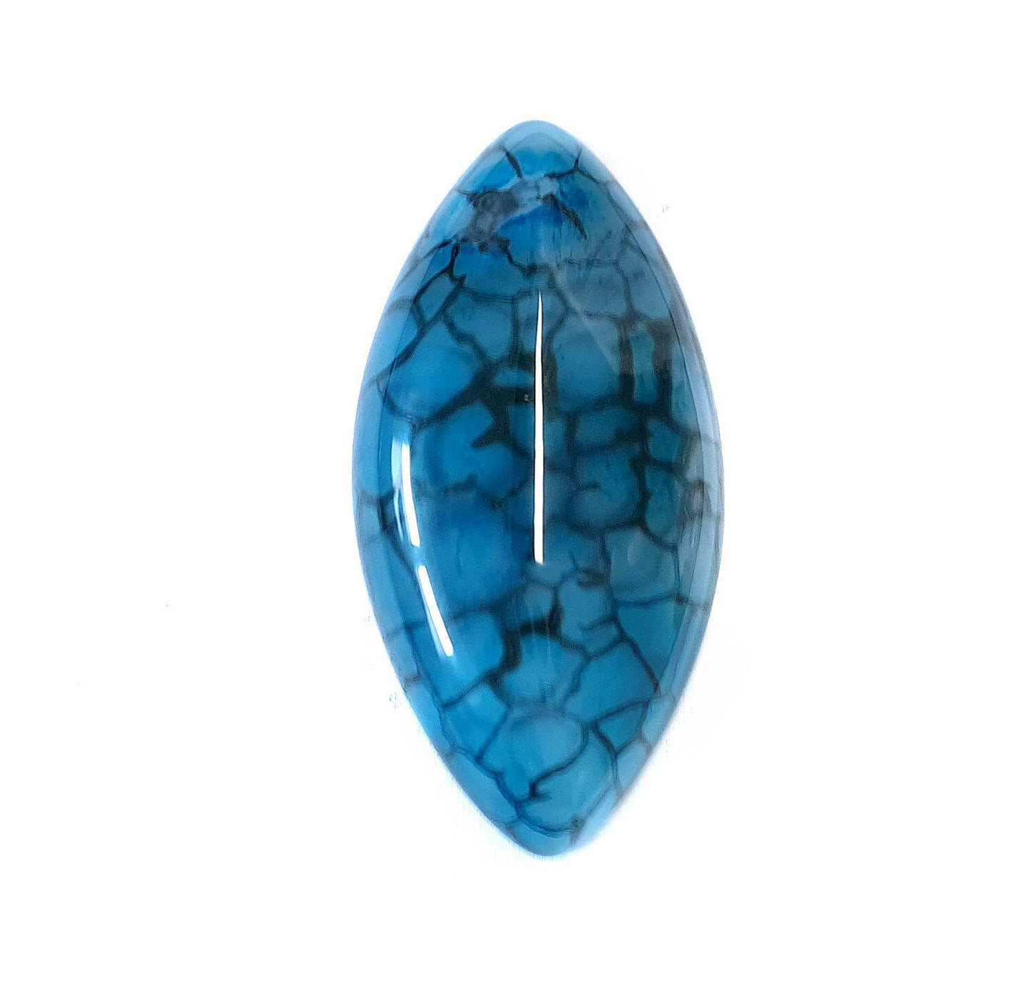 Edelstein Cabochons, Blauer Achat, Drachenauge, Pferdeauge, 39 x 20 mm