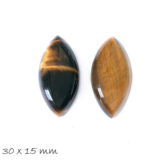 Edelstein Cabochons, Tigerauge, Pferdeauge, 30 x 15 mm