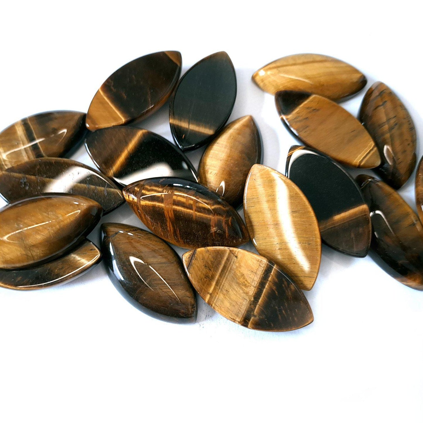 Edelstein Cabochons, Tigerauge, Pferdeauge, 30 x 15 mm
