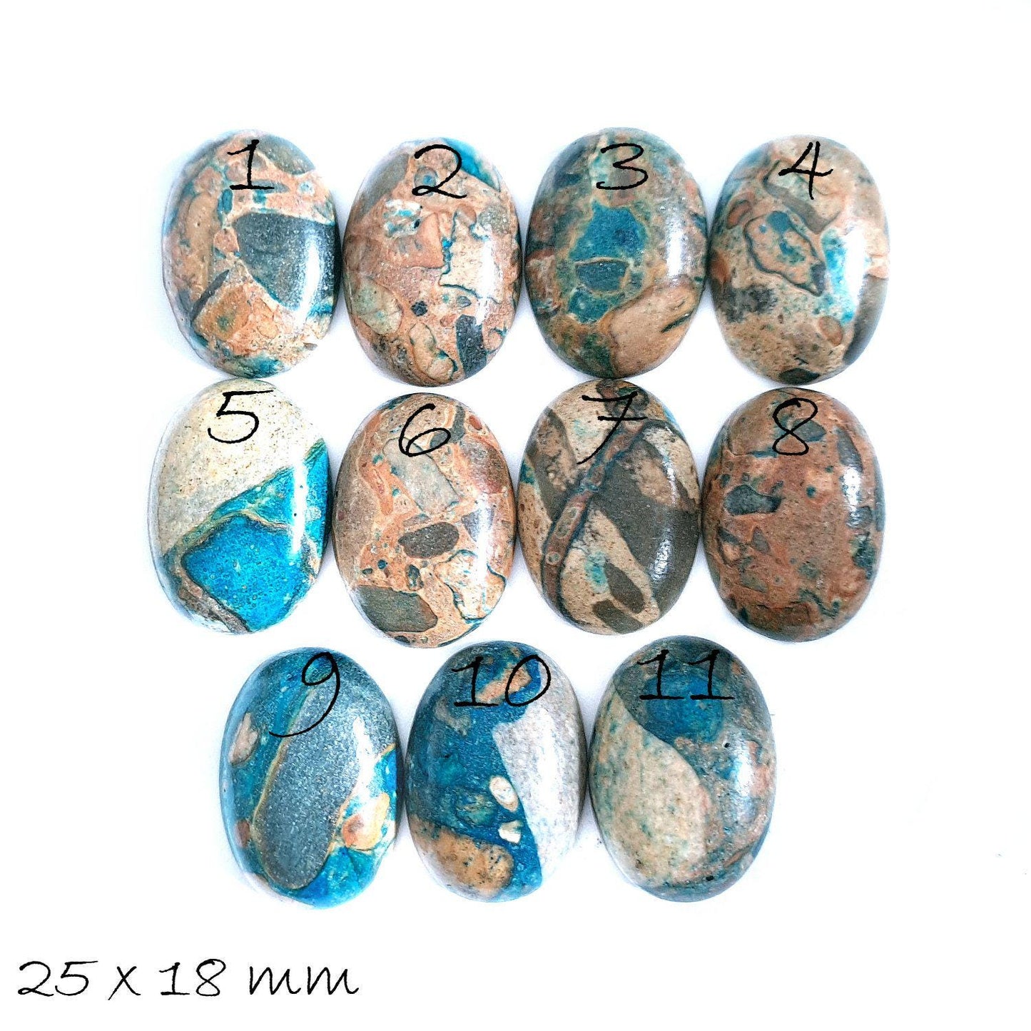 1 Stück Edelstein Cabochon, Geisteraugen-Jasper, 25 x 18 mm
