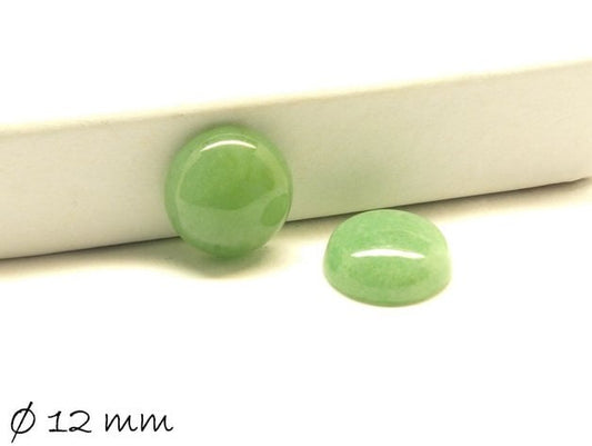 2 Stück Edelstein Cabochons, grüner Aventurin, 12 mm