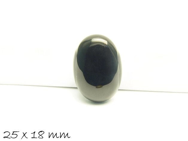 1 Stück ovaler Edelstein Cabochon,  schwarzer Achat, 25 x 18 mm