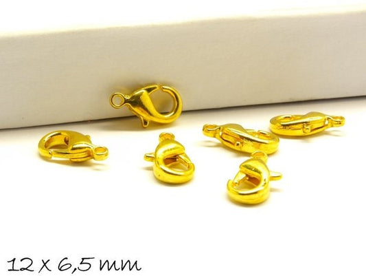 10 Stück Karabiner Verschlüsse golden, 12 mm