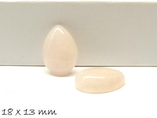 2 Stück Edelstein Cabochons Rosenquarz, Tropfen 18 x 13 mm
