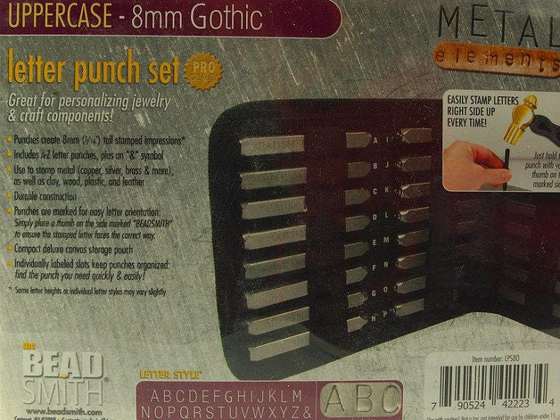1 Set Buchstaben Stempel Punze 8 mm Gothic Uppercase Großbuchstaben