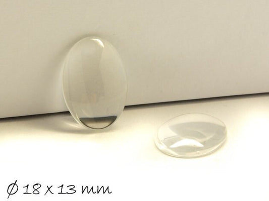 10 Stück ovale klare 18 x 13 mm Glas Cabochons
