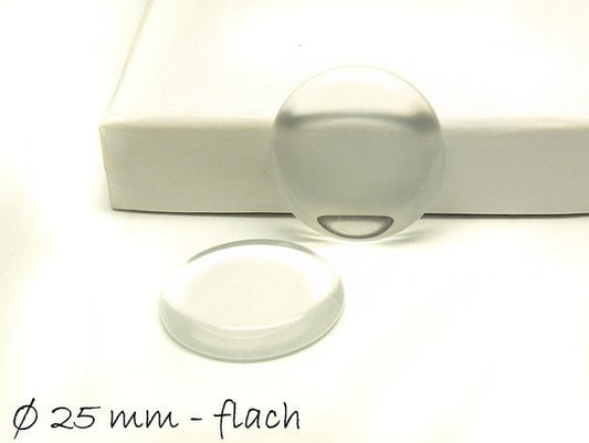 4 Stück Runde klare 25 mm Glas Cabochons - flach