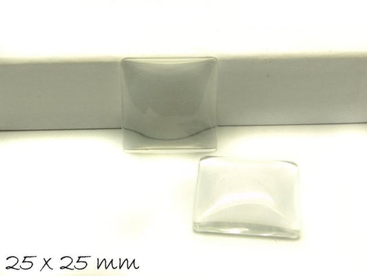 10 Stück eckige klare 25 x 25 mm Glas Cabochons Quadrat