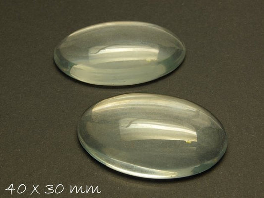 2 Stück Ovale klare 40 x 30 mm Glas Cabochons