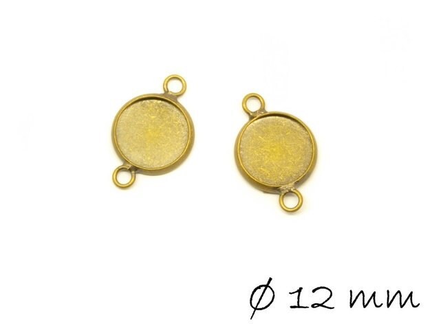 4 Stück Verbinder mit Fassung für Cabochons, Doppelöse, bronze, 12 mm