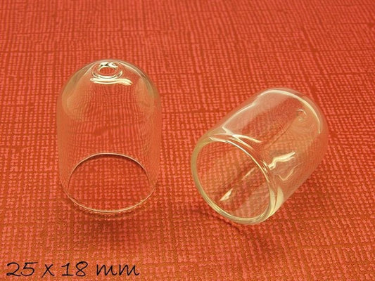 1 Stück Glasperle Hohlperle klar Glasdom Dom 25 x 18 mm