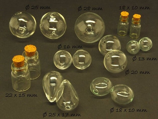 17 Stück Glasperlen Hohlperlen klar transparent Set