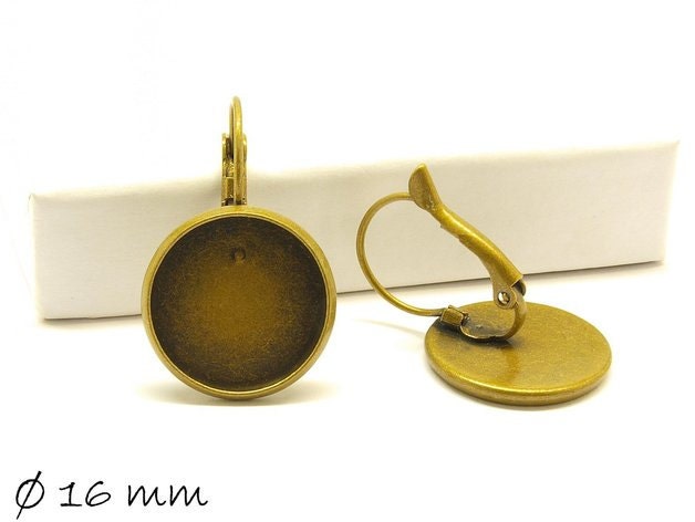 4 Stück Brisuren in bronze mit 16 mm Cabochonfassung