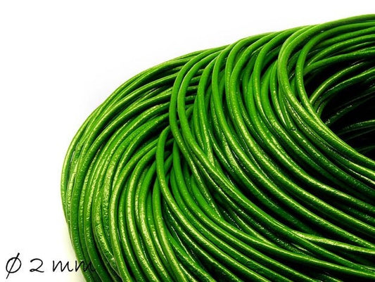 0,70EUR/m - 5 m Lederband, grün, Ø 2 mm