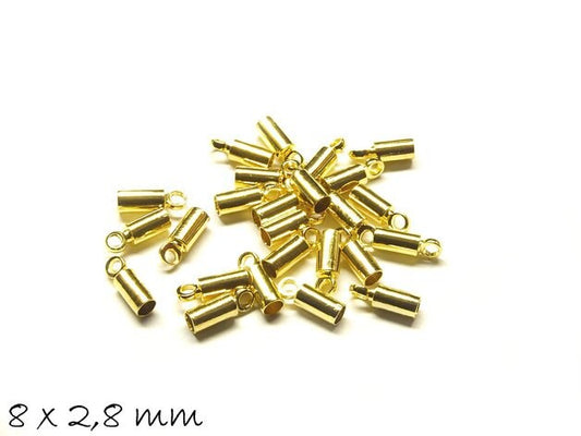 20 Stück Endkappen, Innendurchmesser 2.1 mm, golden, 8 x 2.8 mm