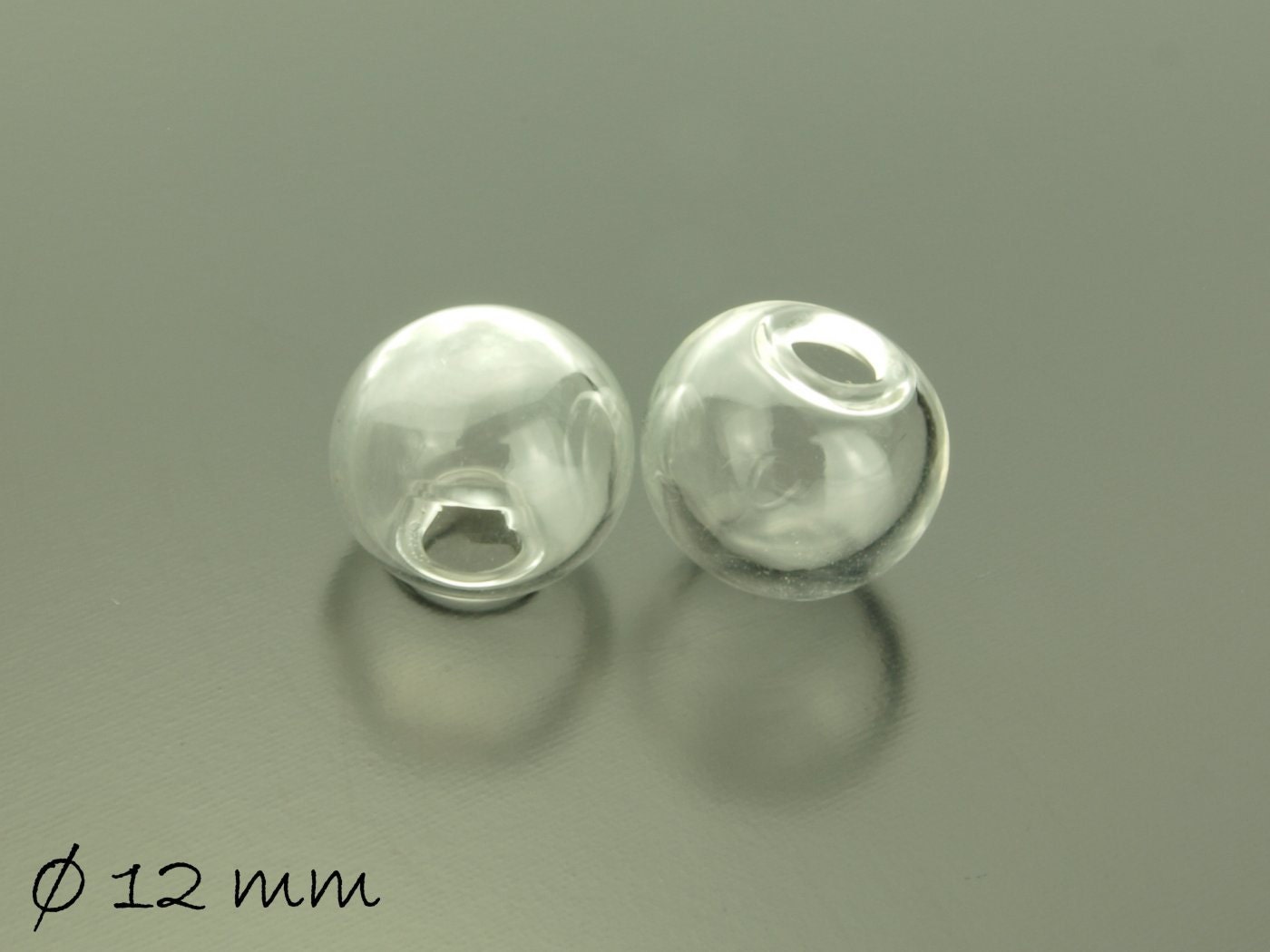 4 Glasperle Hohlperle mit einer Öffnung Ø 12 mm