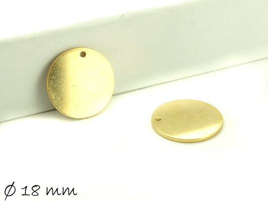 6 Stück runde Messing Stempel Plättchen, gold, Ø 18 mm
