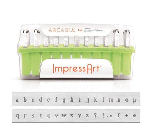 1 Set Buchstaben Stempel ImpressArt 3 mm Arcadia Lowercase Kleinbuchstaben