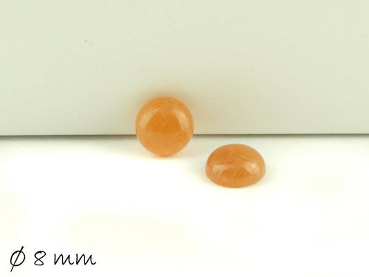 2 Stück Edelstein Cabochons, gelber Aventurin, Ø 8 mm