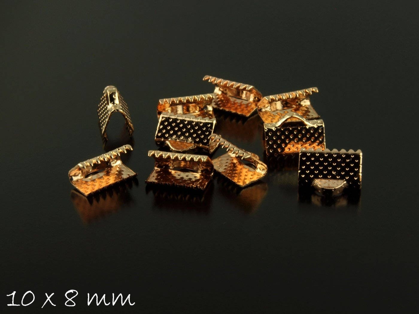 10 Stück Schlüsselband Endkappen, rosegold, 10 x 8 mm