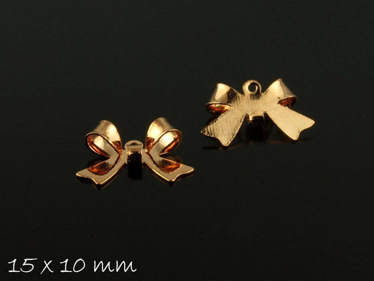 4 Stück Schleife Anhänger rosegold 10 x 15 mm