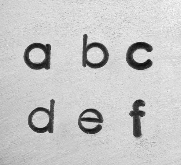 1 Set Buchstaben Stempel ImpressArt 6mm Deco Lowercase Kleinbuchstaben