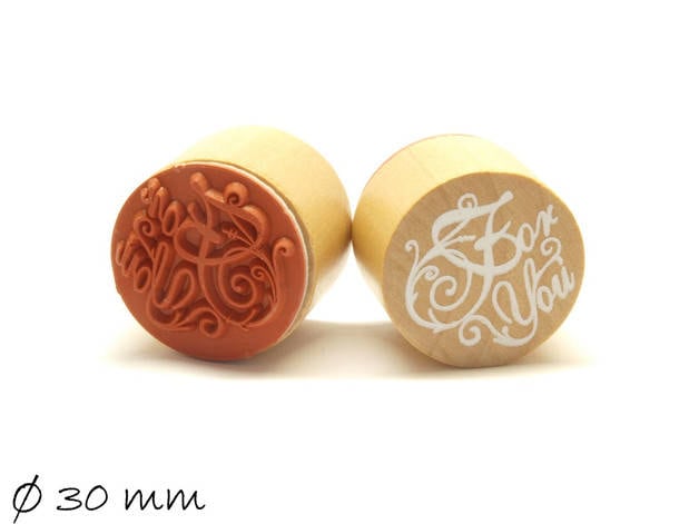 1 Stück Stempel " For You " Gummistempel Ø 30mm rund