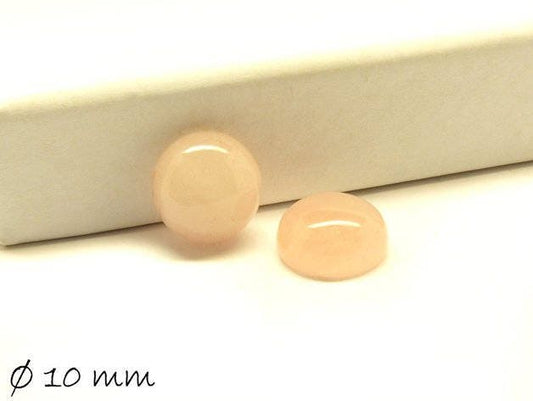 2 Stück Edelstein  Cabochons, Rosenquarz, 10 mm