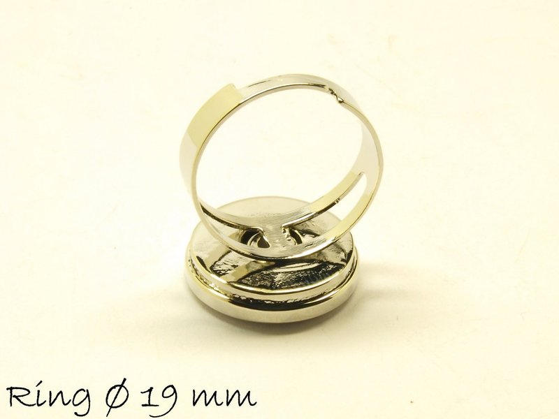 1 Stück Ring Wechselschmuck Druckknopf platin Ø 19 mm