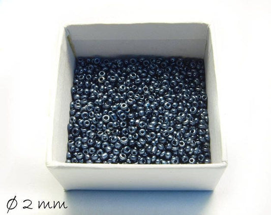0,05EUR/g - 50 g opake Rocailles anthrazit schwarz 2 mm #6 Perlen