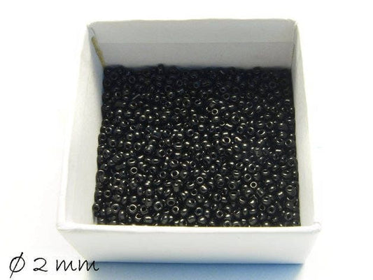 0,05EUR/g - 50 g opake Rocailles schwarz 2 mm #7 Perlen
