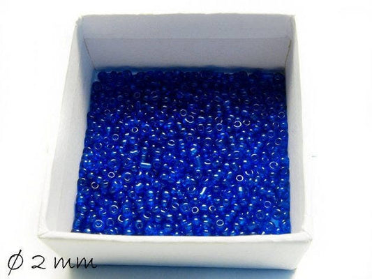 0,05EUR/g - 50 g Rocailles transparent blau 2 mm #9 Perlen