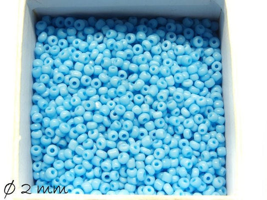 0,05EUR/g - 50 g opake Rocailles hellblau blau 2 mm #17 Perlen