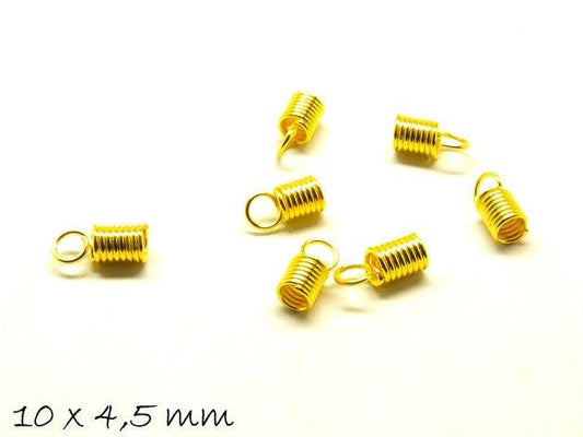 20 Stück Lederbandendkappen Bügeleisen, golden, 10 mm, Innendurchmesser 3mm