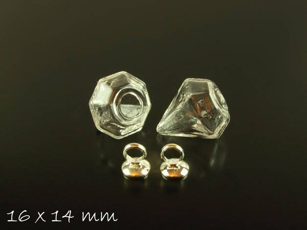 1 Stück Hohlperle Diamant mit Verschluss 16x15x15mm silber gold bronze