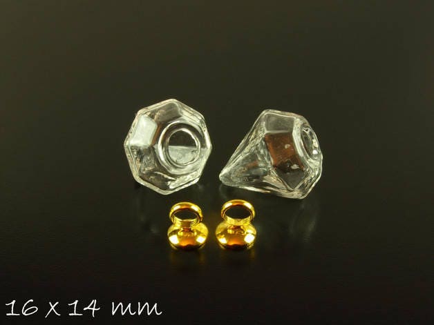 1 Stück Hohlperle Diamant mit Verschluss 16x15x15mm silber gold bronze