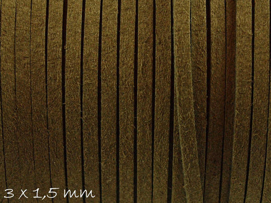 0,42EUR/m - 6 m Wildlederimitat 3 x 1,5 mm grau dunkelgrau, flach