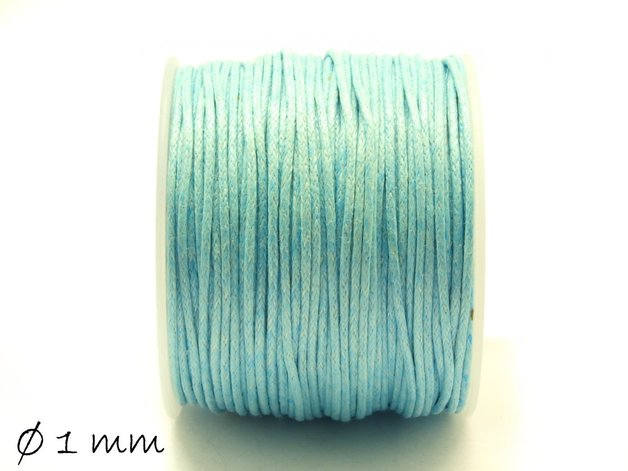 0,30EUR/m - 5 m Wachsband, Baumwollschnur, blau, hellblau, Ø 1 mm