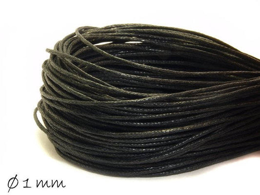 0,30EUR/m - 5 m Wachsband, Baumwollschnur, schwarz, Ø 1 mm