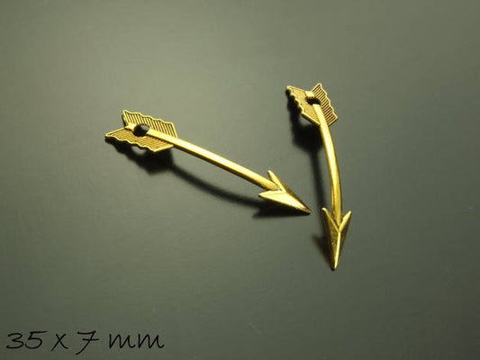 6 Stück Anhänger Pfeil Arrow golden 35 x 7 mm