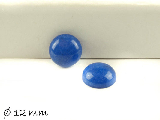 2 Stück Cabochons, blaue Jade, 12 mm