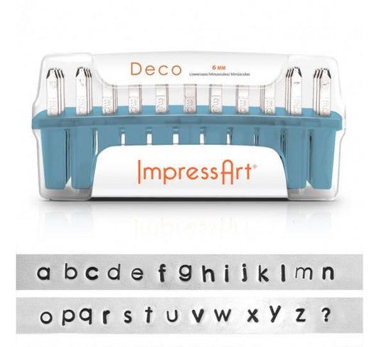 1 Set Buchstaben Stempel ImpressArt 6mm Deco Lowercase Kleinbuchstaben