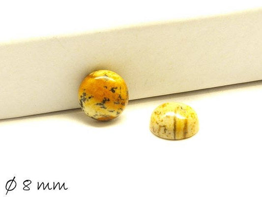 2 Stück Edelstein Cabochons, Picture Jasper, 8 mm Jaspis
