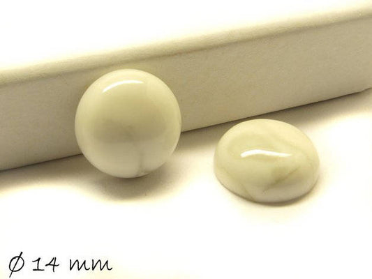 2 Stück Edelstein Cabochons, weißer Howlith, 14 mm
