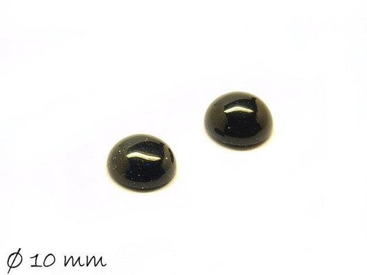 2 Stück Glascabochons, violetter Goldfluss, 10 mm