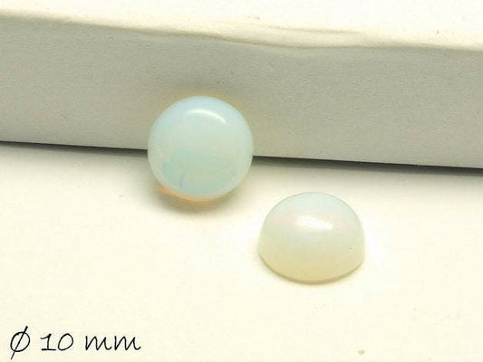 2 Stück Cabochons, Opalit, Mondstein, 10 mm